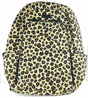 Vera Bradley Laptop Backpack (Updated Version) with Solid Color Interiors (Leopard with Black Interior)