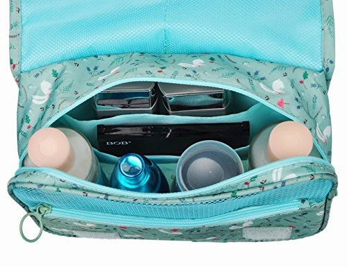 Vercord Hanging Toiletry Bag Portable Travel Organizers Cosmetics Makup Bag Case Shaving Kit, Green