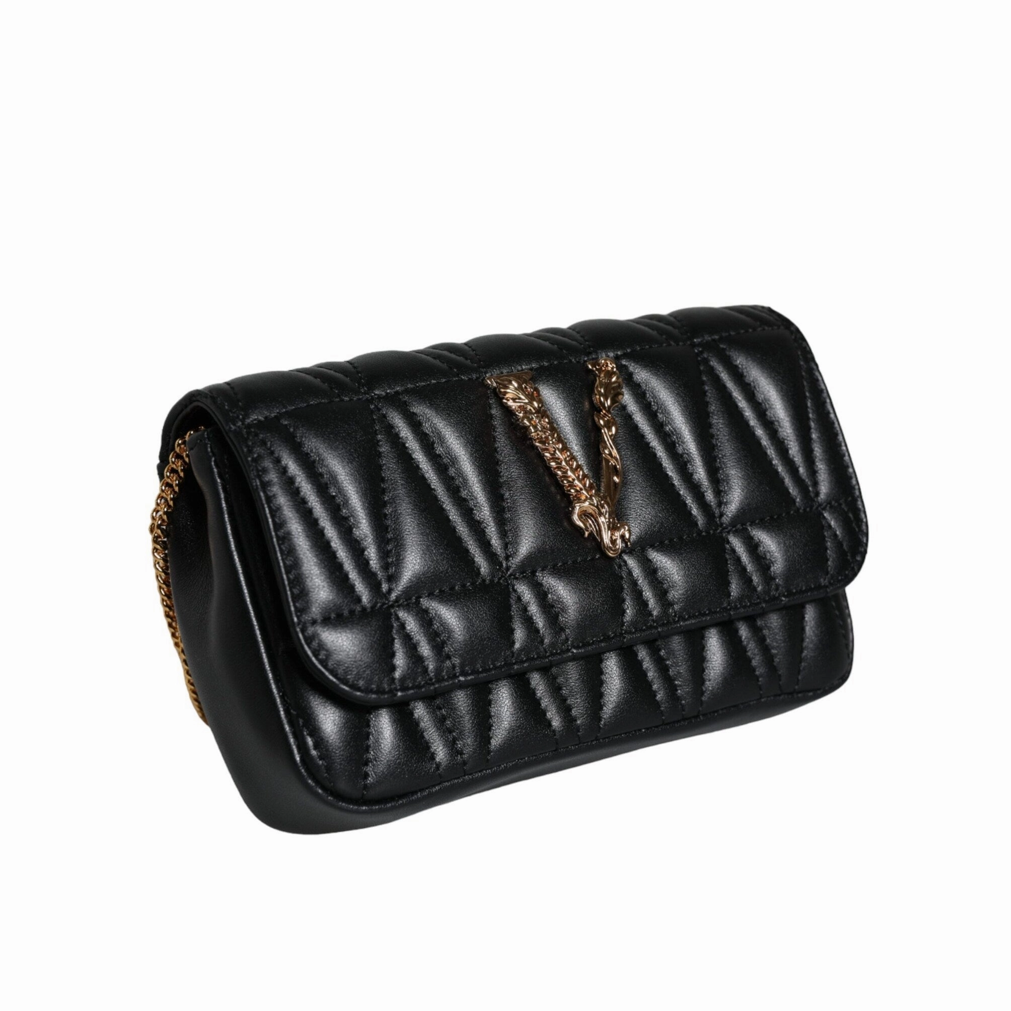 Versace Black Mini Nappa Leather Crossbody Shoulder Women's Bag