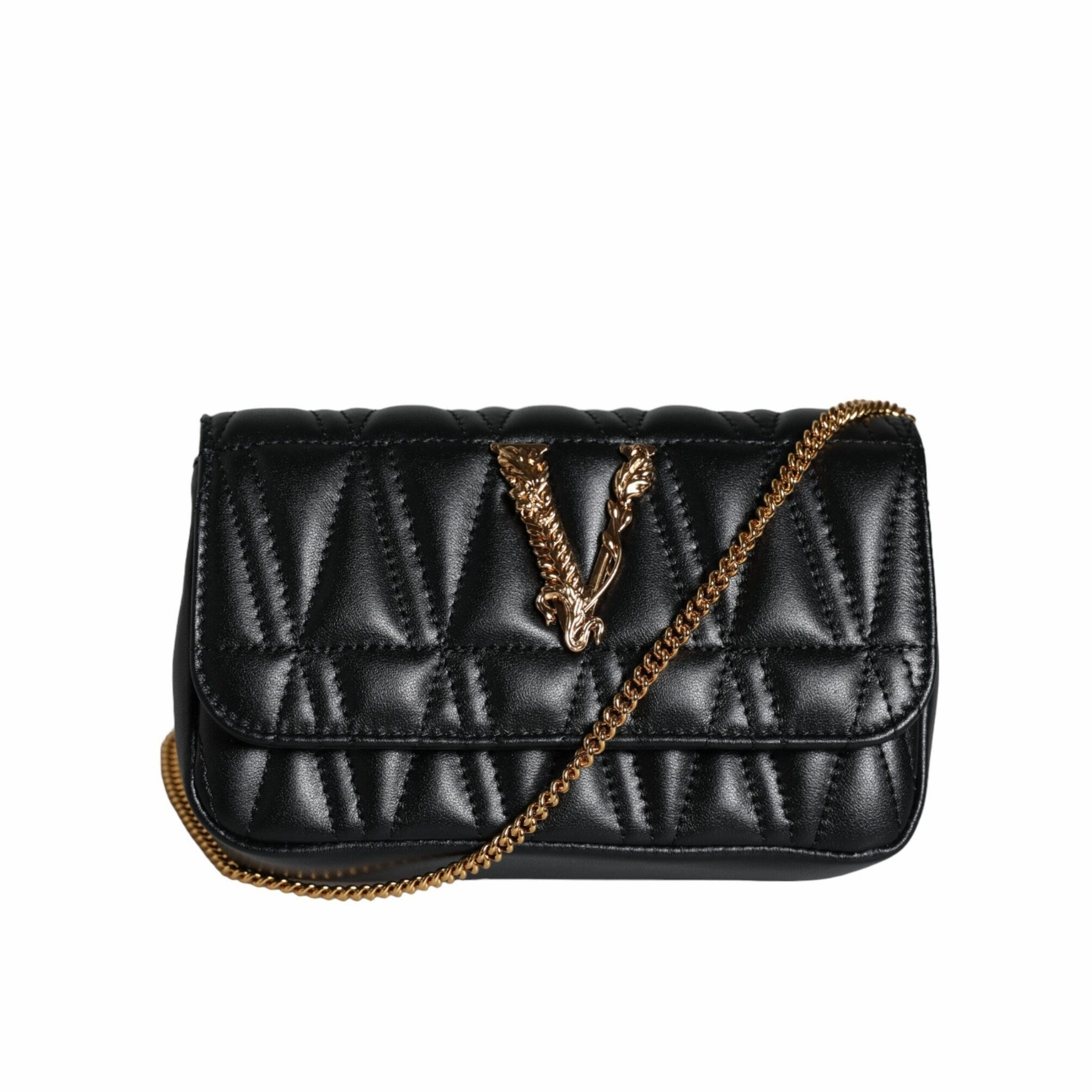 Versace Black Mini Nappa Leather Crossbody Shoulder Women's Bag