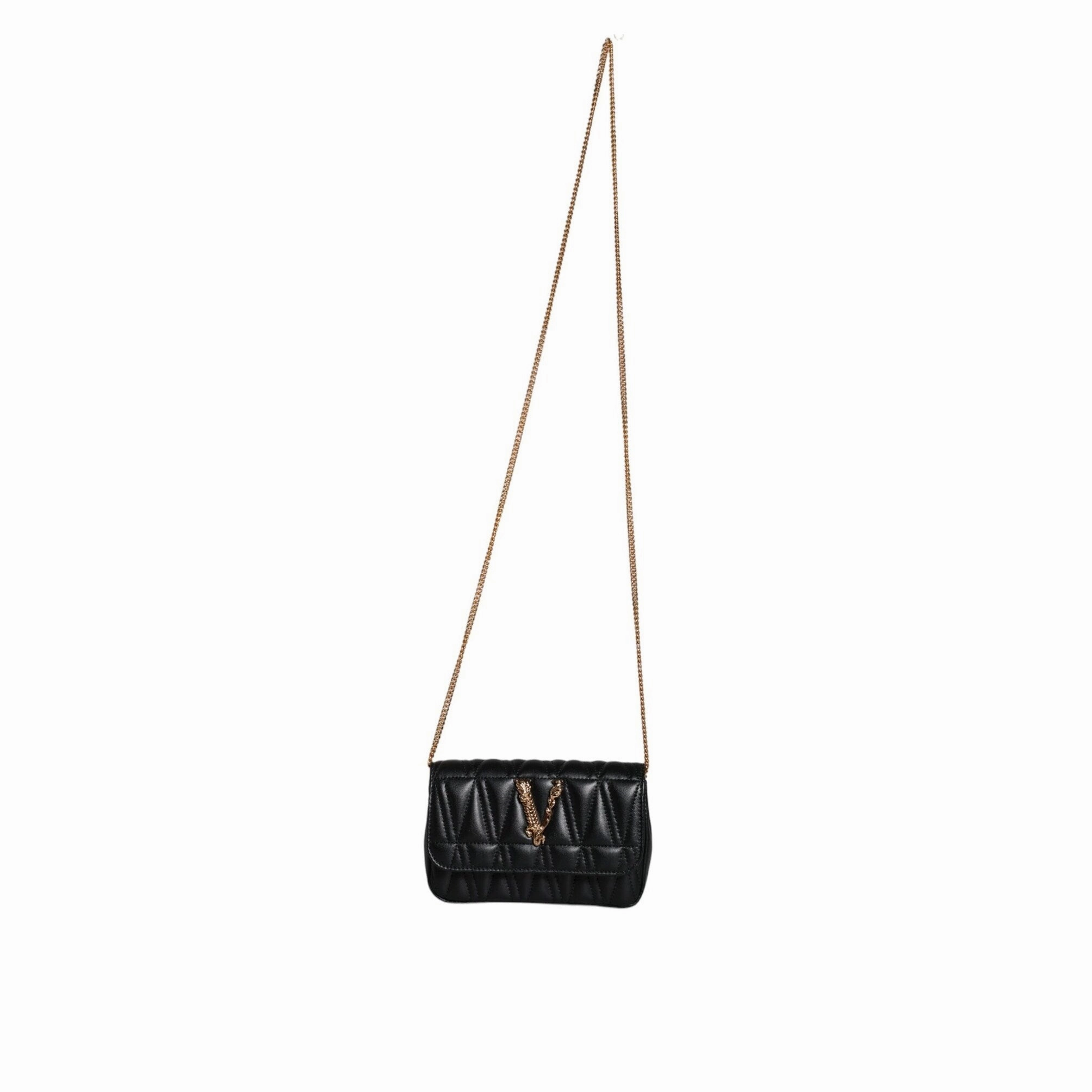 Versace Black Mini Nappa Leather Crossbody Shoulder Women's Bag