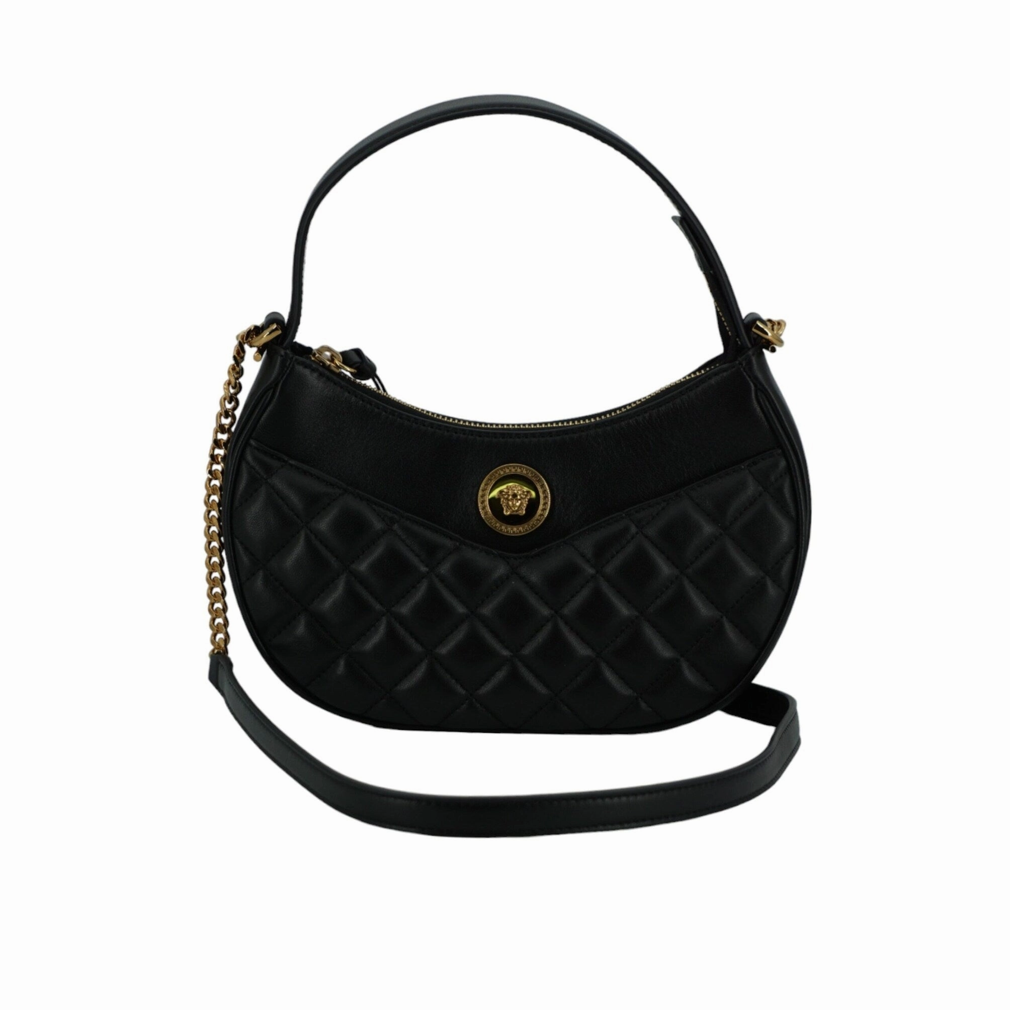 Versace Elegant Half Moon Leather Shoulder Women's Bag