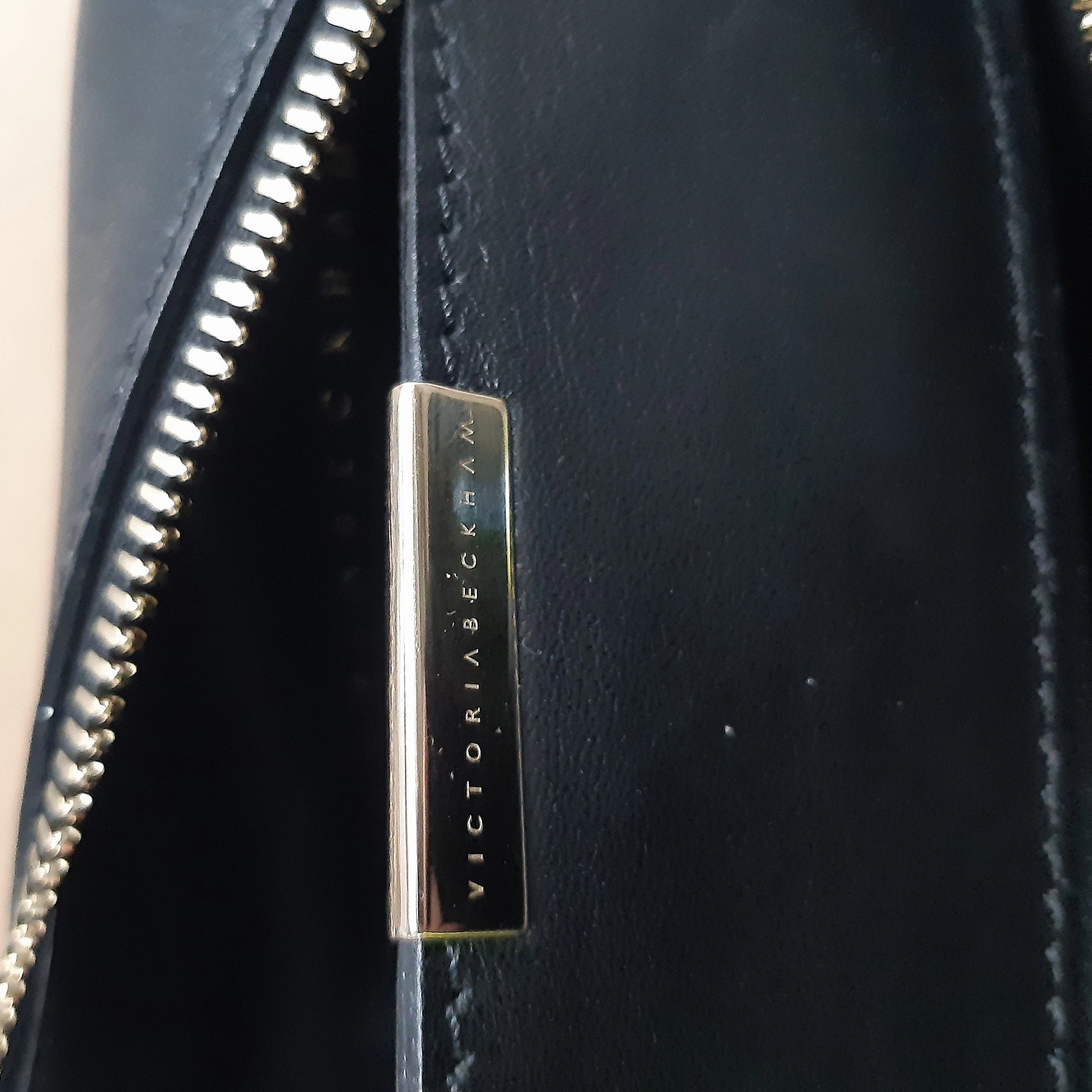 Victoria Beckham Zipped Clutch Bag in Black and White Leather