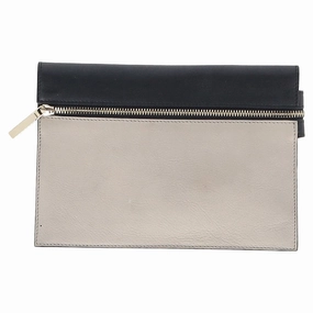 Victoria Beckham Zipped Clutch Bag in Black and White Leather