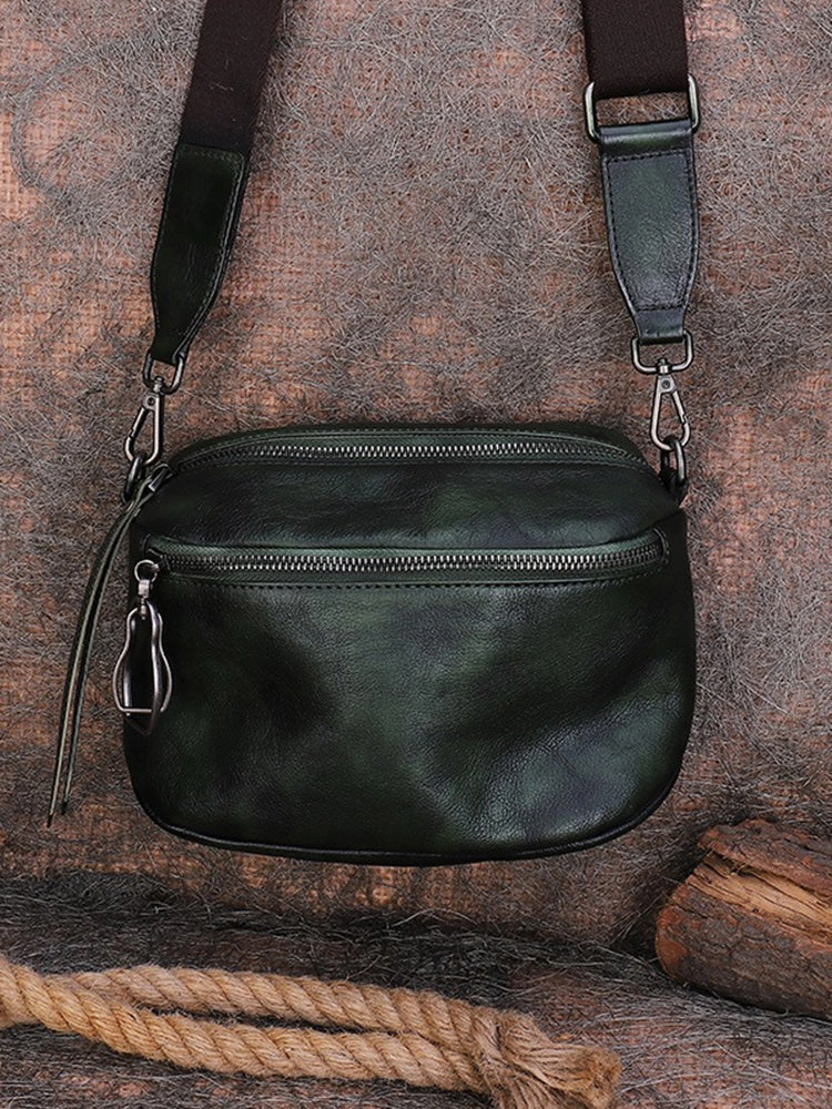 Vintage Black Gray Leather Womens Saddle Shoulder Bag Small Saddle Crossbody Purse for Ladies