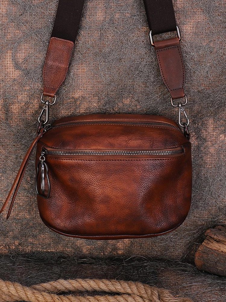 Vintage Black Gray Leather Womens Saddle Shoulder Bag Small Saddle Crossbody Purse for Ladies