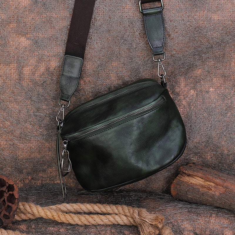 Vintage Black Gray Leather Womens Saddle Shoulder Bag Small Saddle Crossbody Purse for Ladies