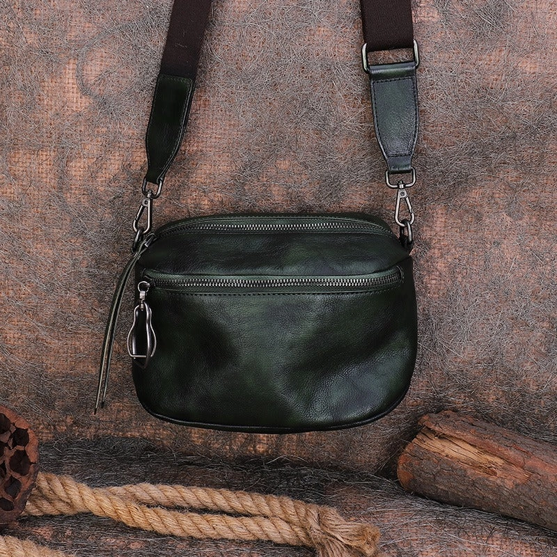 Vintage Black Gray Leather Womens Saddle Shoulder Bag Small Saddle Crossbody Purse for Ladies