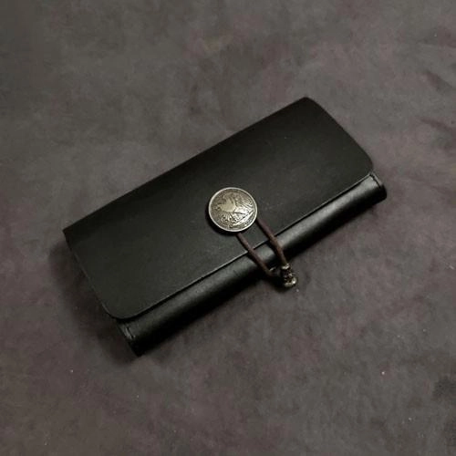 Vintage Brown Leather Men's Bifold Long Wallet Black Flip Long Wallet Clutch For Men