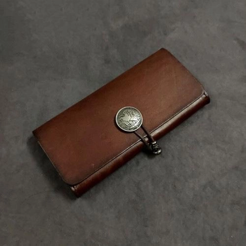 Vintage Brown Leather Men's Bifold Long Wallet Black Flip Long Wallet Clutch For Men
