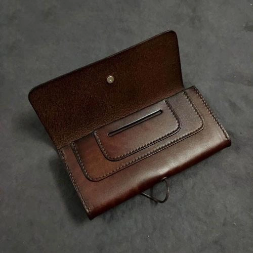Vintage Brown Leather Men's Bifold Long Wallet Black Flip Long Wallet Clutch For Men