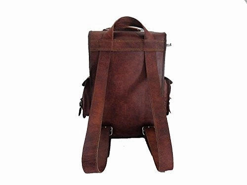 Vintage Brown School Bag Leather Backpack Laptop Messenger Bag Rucksack Sling For Men Women