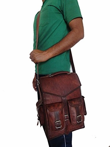 Vintage Brown School Bag Leather Backpack Laptop Messenger Bag Rucksack Sling For Men Women