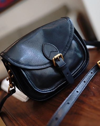 Vintage Brown Womens Small Saddle Shoulder Bag Small Satchel Side Bag Crossbody Purse for Ladies