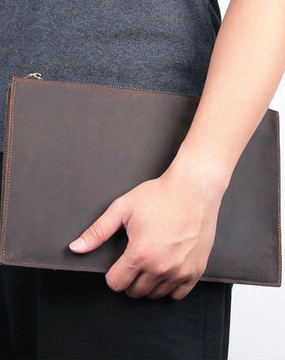 Vintage Coffee Leather Mens Wristlet Wallet Purse Zipper Clutch Wallet For Men