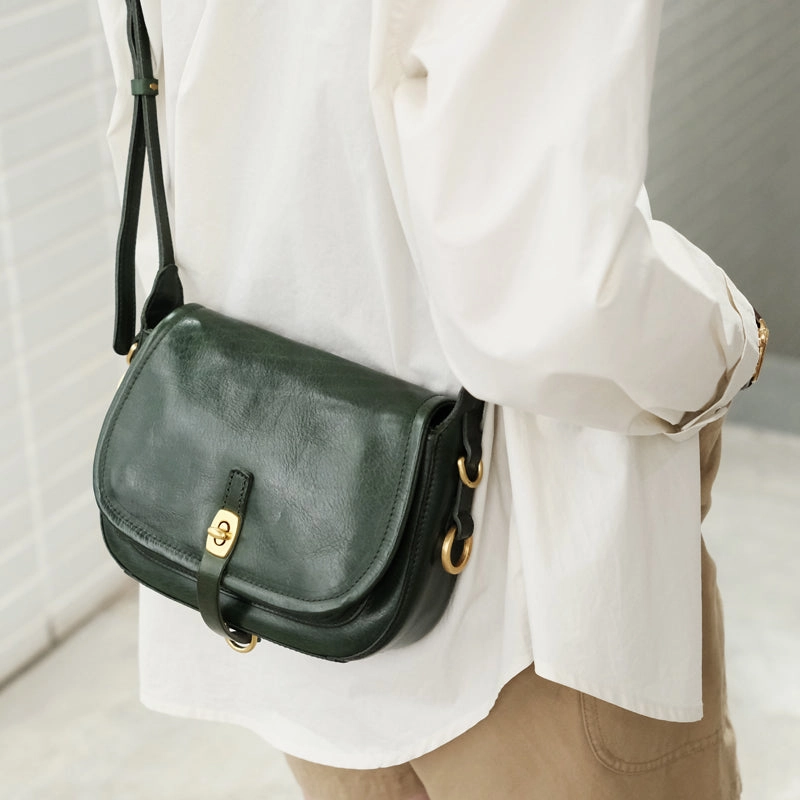 Vintage Green Womens Shoulder Bag Crossbody Saddle Bag Crossbody Purse for Ladies