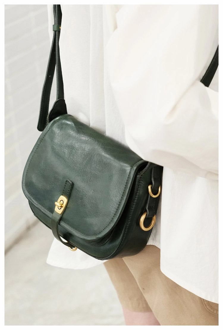Vintage Green Womens Shoulder Bag Crossbody Saddle Bag Crossbody Purse for Ladies