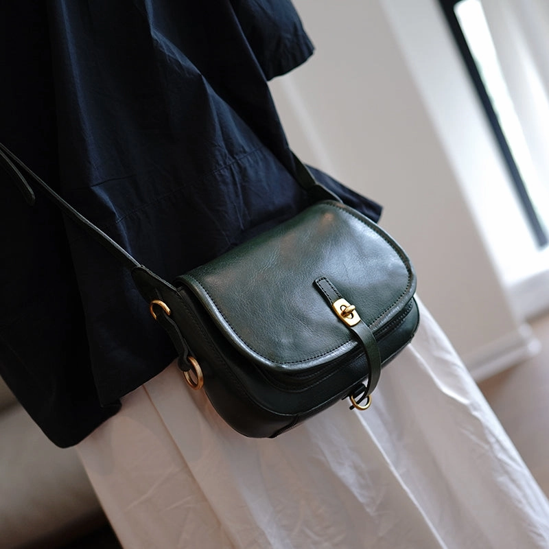 Vintage Green Womens Shoulder Bag Crossbody Saddle Bag Crossbody Purse for Ladies