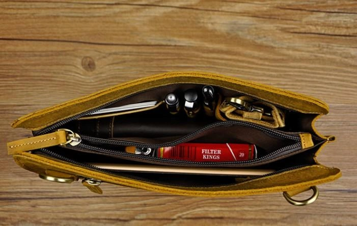 Vintage Large Leather Mens Wristlet Bag Wristlet Wallet Side Bag Clutch Wallet for Men