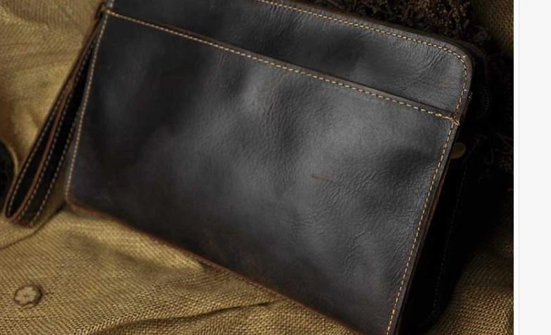 Vintage Large Leather Mens Wristlet Bag Wristlet Wallet Side Bag Clutch Wallet for Men