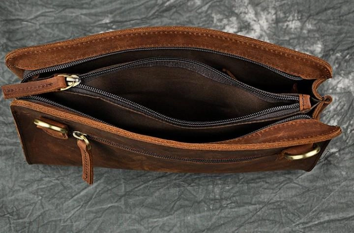 Vintage Large Leather Mens Wristlet Bag Wristlet Wallet Side Bag Clutch Wallet for Men