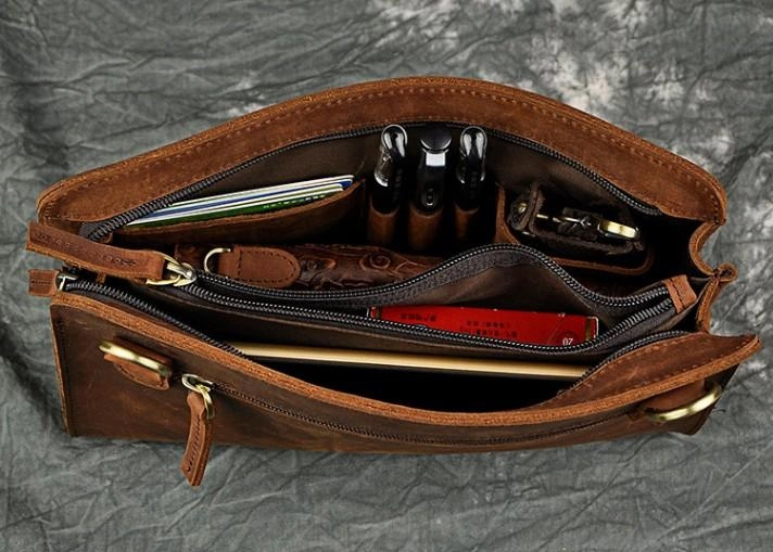 Vintage Large Leather Mens Wristlet Bag Wristlet Wallet Side Bag Clutch Wallet for Men