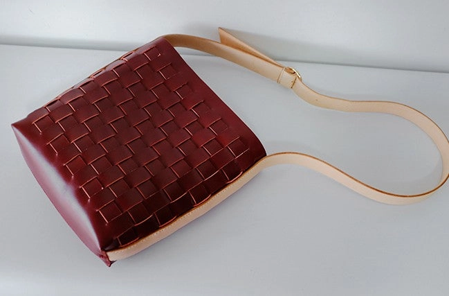 Vintage Leather Beige Braided Womens Crossbody Purse Shoulder Bag for Women