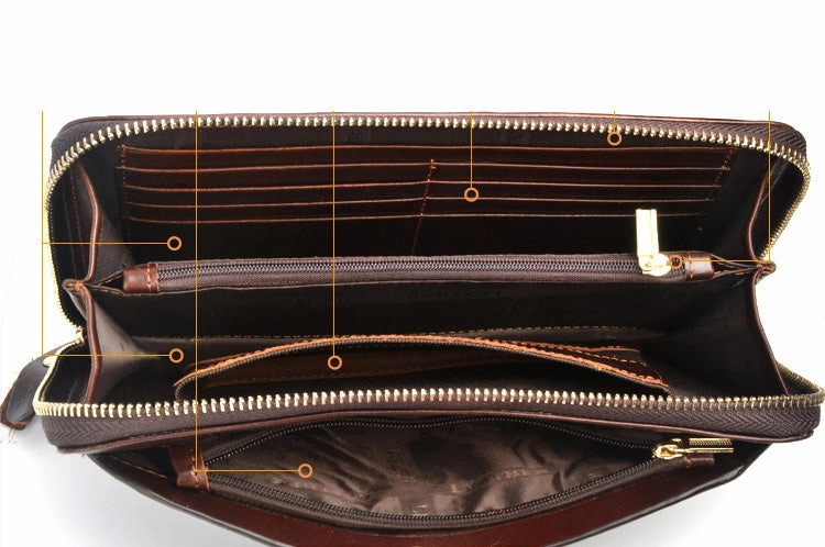 Vintage Leather Mens Wristlet Wallet Long Clutch Wallet for Men