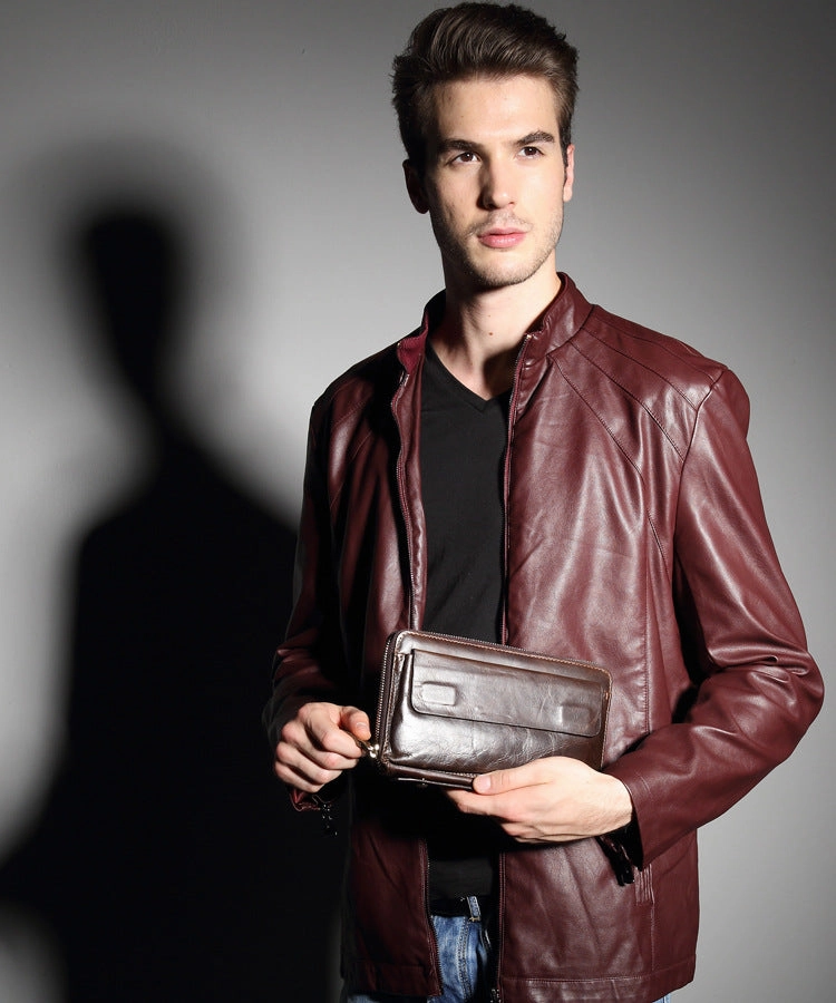 Vintage Leather Mens Wristlet Wallet Long Clutch Wallet for Men