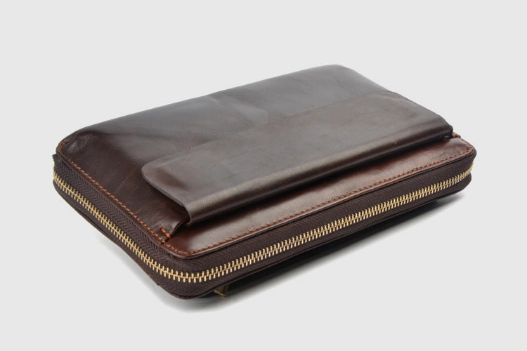 Vintage Leather Mens Wristlet Wallet Long Clutch Wallet for Men