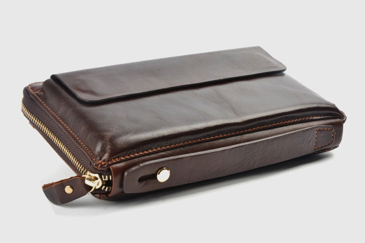 Vintage Leather Mens Wristlet Wallet Long Clutch Wallet for Men