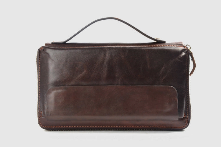 Vintage Leather Mens Wristlet Wallet Long Clutch Wallet for Men