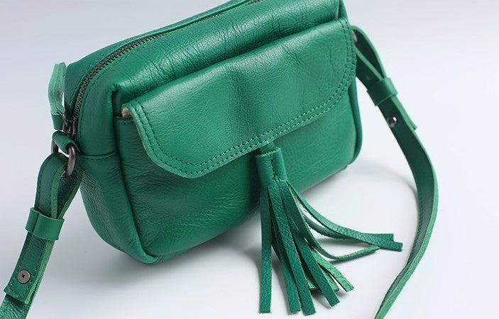 Vintage LEATHER WOMEN Tassels Crossbody Purses Small SHOULDER BAG FOR WOMEN