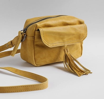 Vintage LEATHER WOMEN Tassels Crossbody Purses Small SHOULDER BAG FOR WOMEN