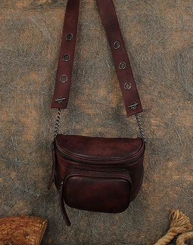 Vintage Leather Womens Saddle Shoulder Bag Saddle Crossbody Purse for Women