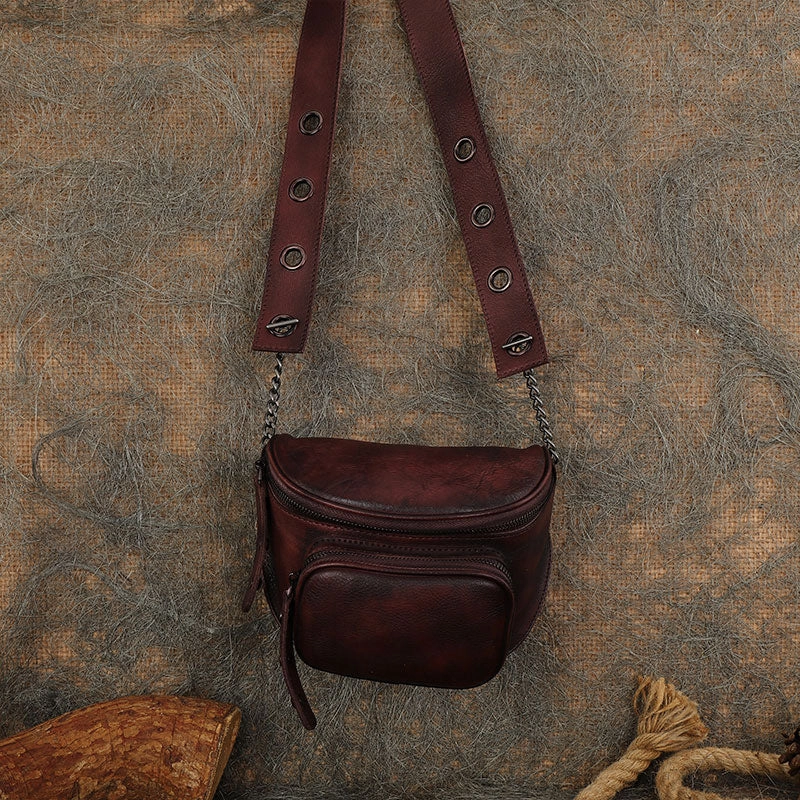 Vintage Leather Womens Saddle Shoulder Bag Saddle Crossbody Purse for Women