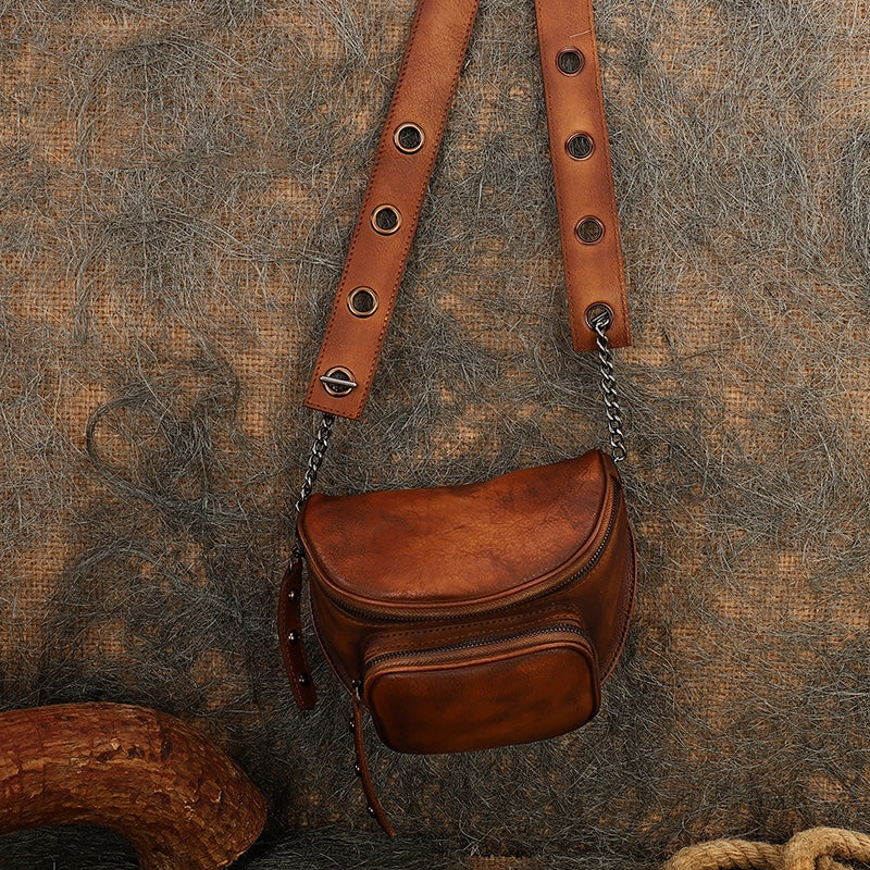 Vintage Leather Womens Saddle Shoulder Bag Saddle Crossbody Purse for Women