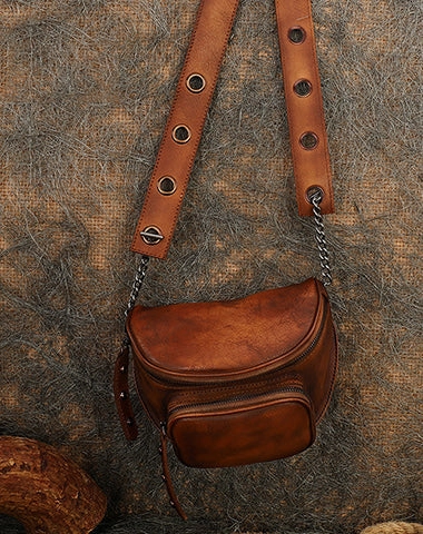 Vintage Leather Womens Saddle Shoulder Bag Saddle Crossbody Purse for Women
