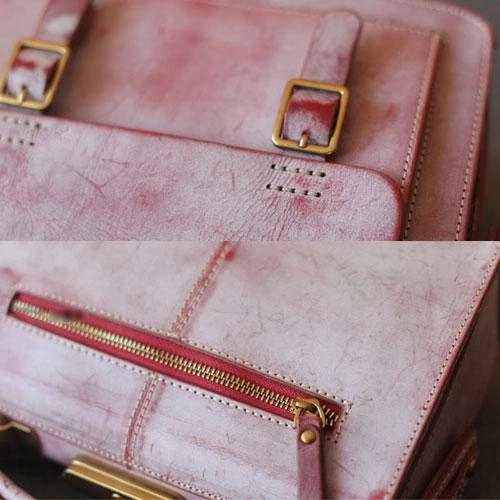Vintage Pink Leather Satchel Handbag Women's Satchel Shoulder Bag Crossbody Satchel Purse