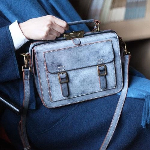 Vintage Pink Leather Satchel Handbag Women's Satchel Shoulder Bag Crossbody Satchel Purse