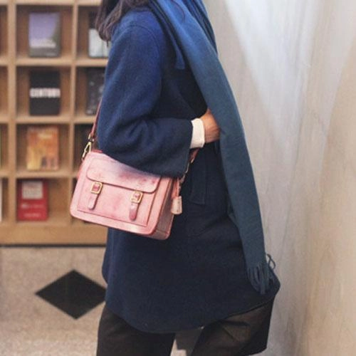 Vintage Pink Leather Satchel Handbag Women's Satchel Shoulder Bag Crossbody Satchel Purse