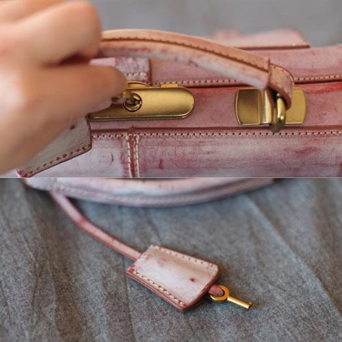 Vintage Pink Leather Satchel Handbag Women's Satchel Shoulder Bag Crossbody Satchel Purse