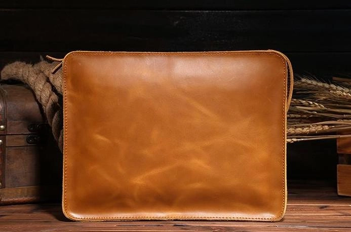 Vintage Small Leather Mens Messenger Bag Clutch Wristlet Shoulder Bag for Men