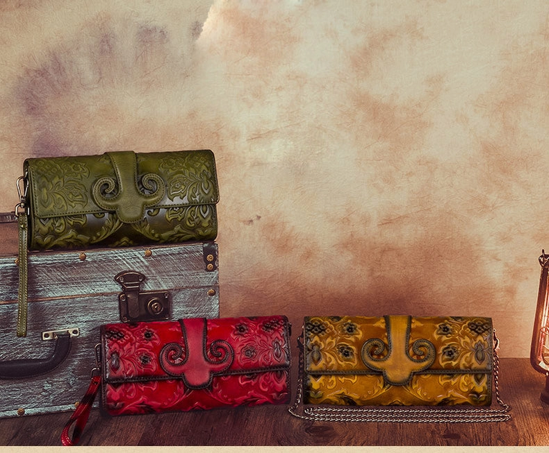 Vintage Sunflowers Tan Leather Wristlet Wallet Womens Floral Shoulder Wallet Purse Zip Crossbody Purse Chain Shoulder Bag for Women