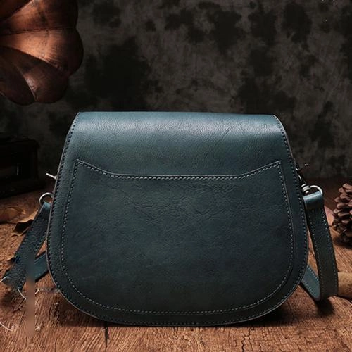Vintage Womens Brown Leather Saddle Handbag Vintage Style Shoulder Purses for Ladies