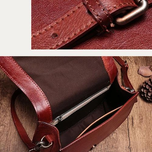 Vintage Womens Brown Leather Saddle Handbag Vintage Style Shoulder Purses for Ladies