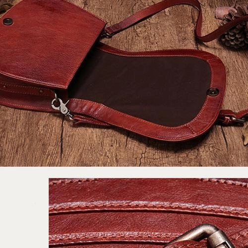 Vintage Womens Brown Leather Saddle Handbag Vintage Style Shoulder Purses for Ladies