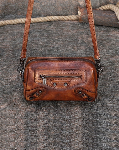 Vintage Womens Gray Leather Wristlet Wallets Mini Shoulder Bag Small Crossbody Bag for Women
