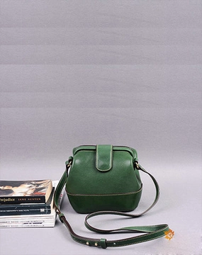 Vintage Womens Green Leather Small Doctor Shoulder Bag Dark Green Doctor Crossbody Purse for Women