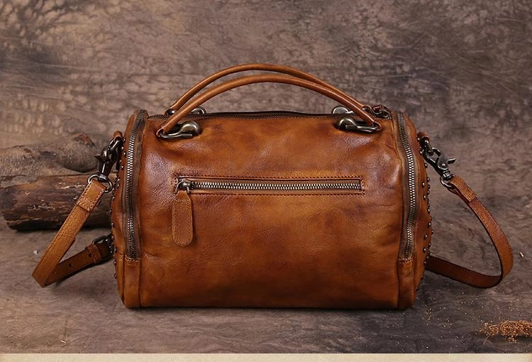 Vintage Womens Leather Handbags Brown Side Bag Red SHoulder Bag Purse for Ladies